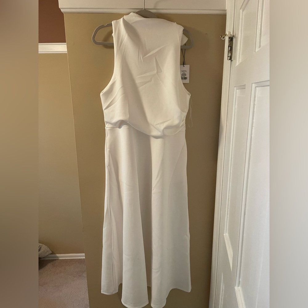 Showpo Macy Midi White A-line Halter Dress for Brides